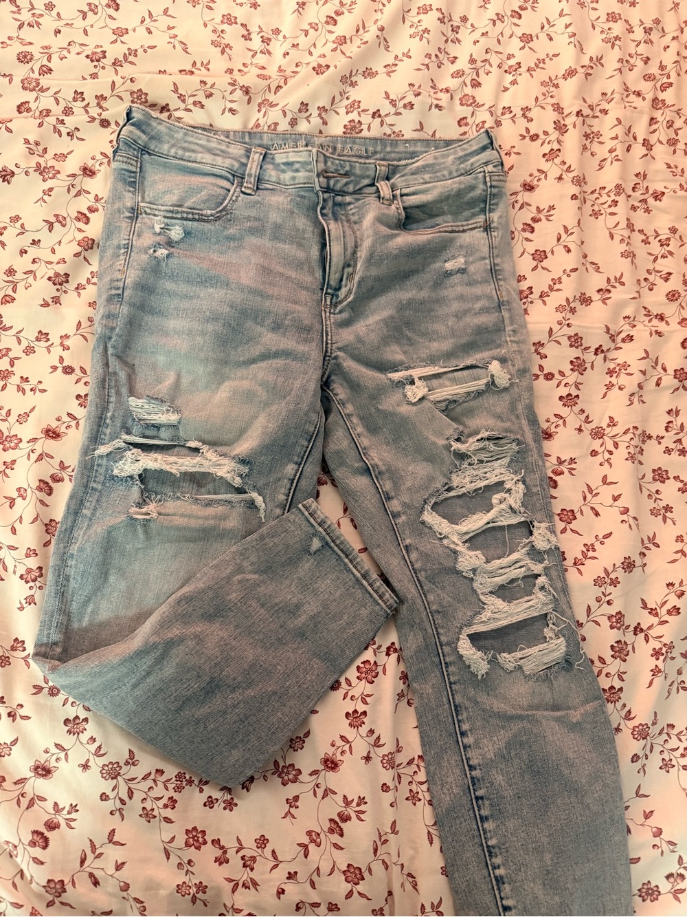 American Eagle Outfitters Light Blue Distressed Skinny Jeans